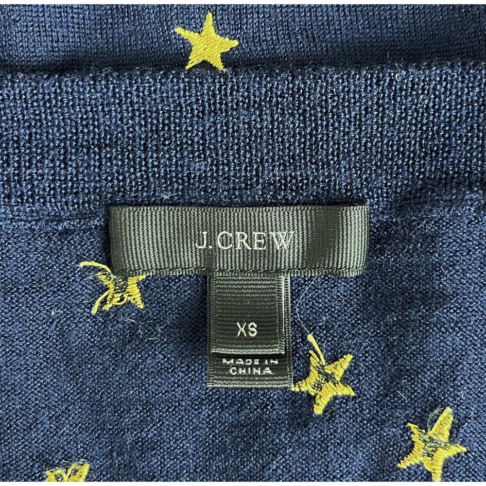 J. Crew Tippi Merino Wool Embroidered Classic Sweater Preppy Heritage Size XS - Picture 6 of 7